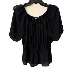 LOFT Black Peasant Blouse